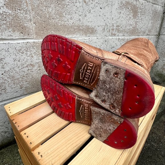 BedStu Glaye Tan Rustic Leather Tall Riding Boots Size 7 - Picture 6 of 7